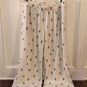 Hollister Light Grey Pajama Pants with Red Bows & Green Mistletoes